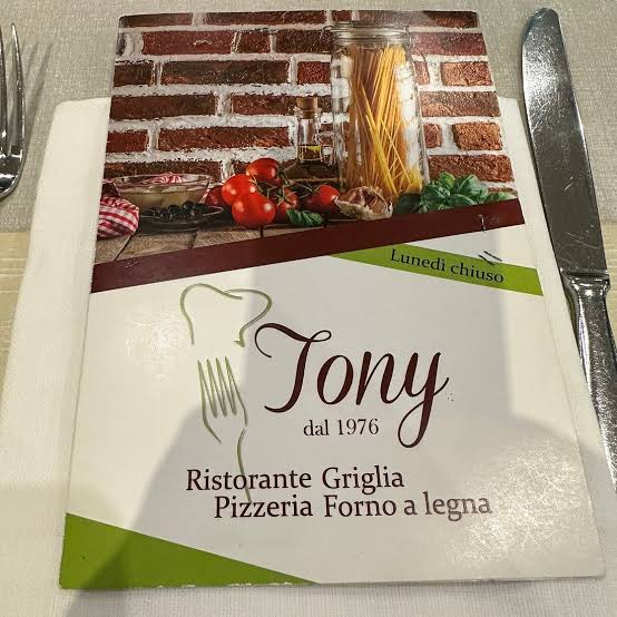Il menu del Ristorante Tony: griglia e pizzeria con forno a legna dal 1976
